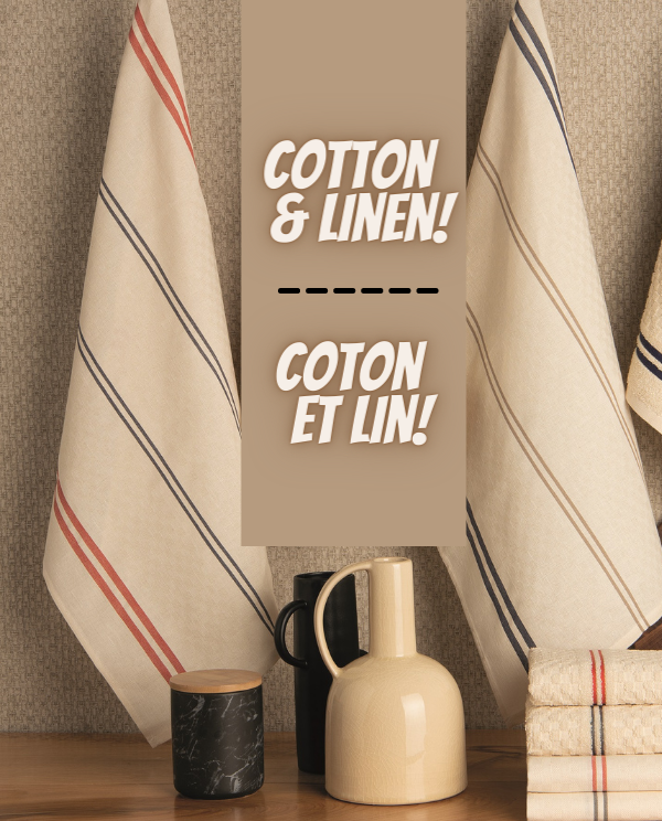 Cotton linen tea towel with stripes, made in Portugal - Shopping Blue