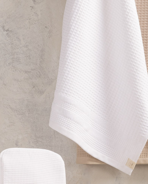 Organic cotton waffle towel, white