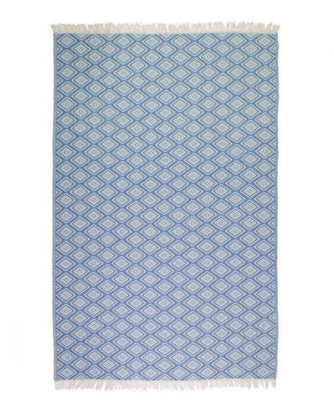 Peshtemal Turkish towel with diamond pattern, cotton - Shopping Blue