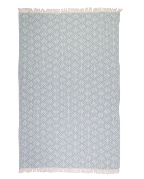 Peshtemal Turkish towel with diamond pattern, cotton - Shopping Blue