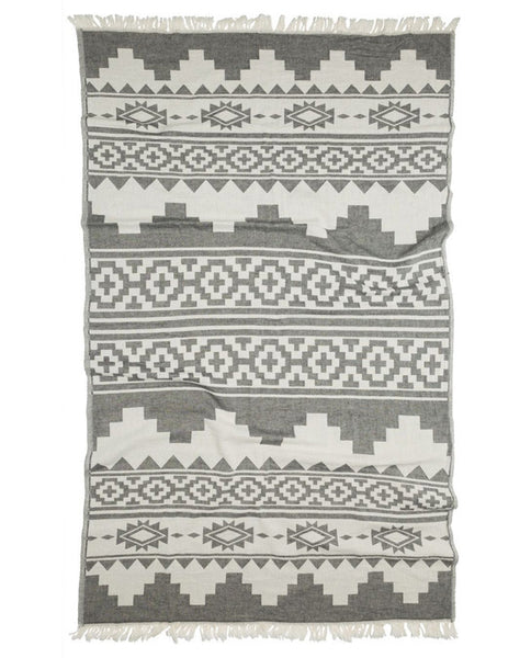 Peshtemal Turkish towel with Aztec pattern, cotton - Shopping Blue